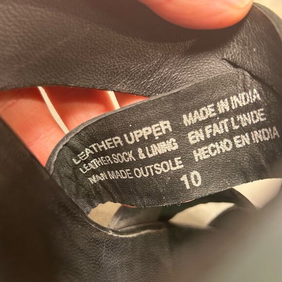 Seychelles Criss-Cross Leather Block Heel Sandals US Women's 10 Black Open Toe - Picture 9 of 10